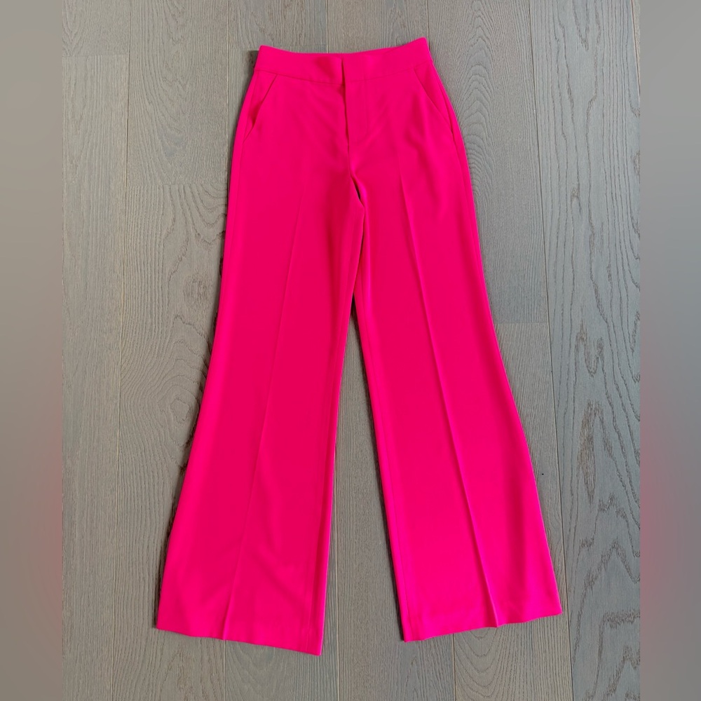 Alice & Olivia Dylan Fuchsia Wide Leg Trousers in Wild Pink - Picture 7 of 11